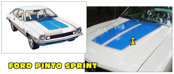 1972 Ford Pinto Sprint Dual Hood Stripes Decal