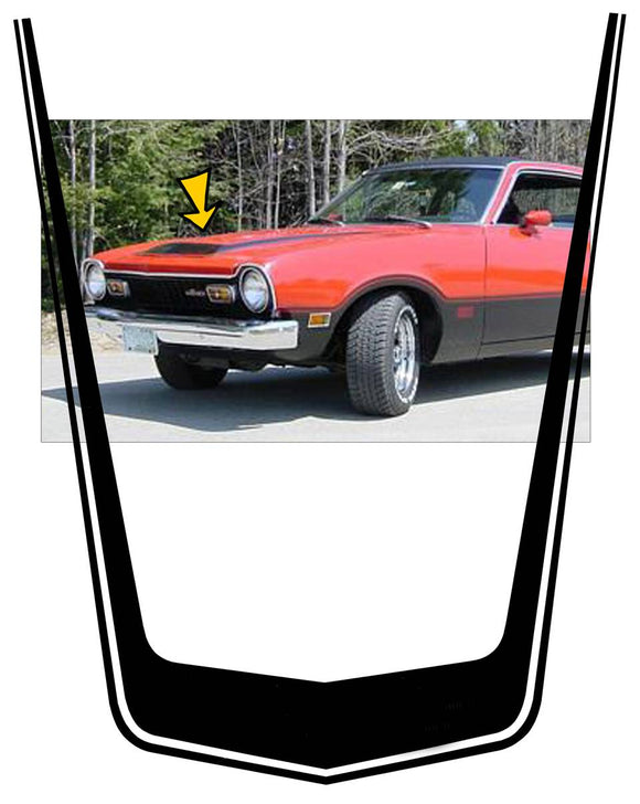 Graphic Express Factory Size Twin Scoop Hood Decal For 1972 Ford Maverick Grabber - 3M Vinyl, Self-Adhesive, M310