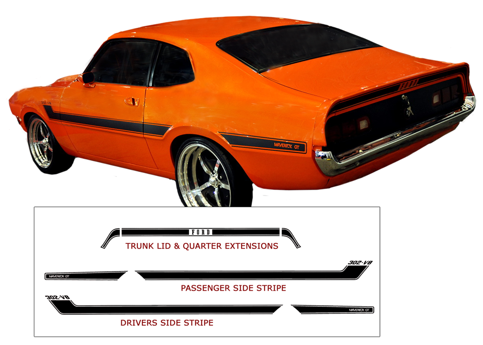 1978 Ford Maverick GT302 Brazilian Stripe Decal
