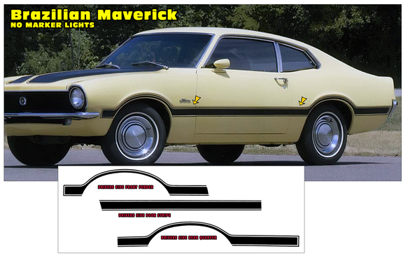 1970-75 Brazilian Maverick Side Wheel Well Stripe Decal Kit