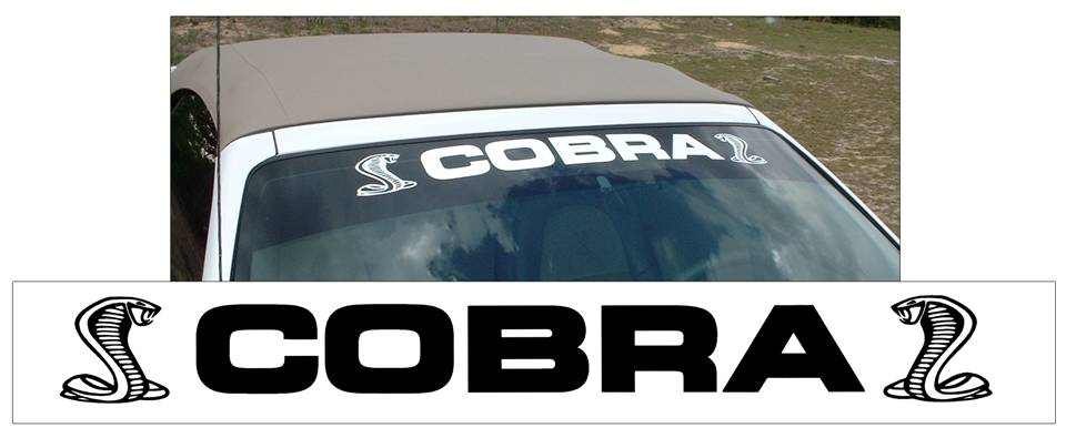 Shelby Mustang Cobra Windshield Banner Decal - Vinyl Sticker For GT350, GT500, Multiple Colors