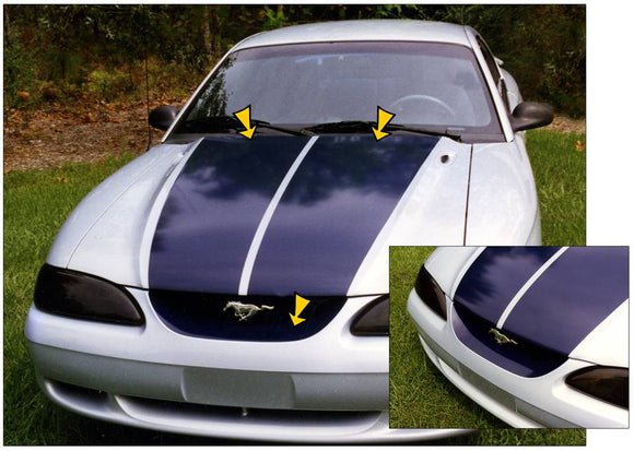 1994-98 Mustang Dual Wide Hood Stripe Decal Kit