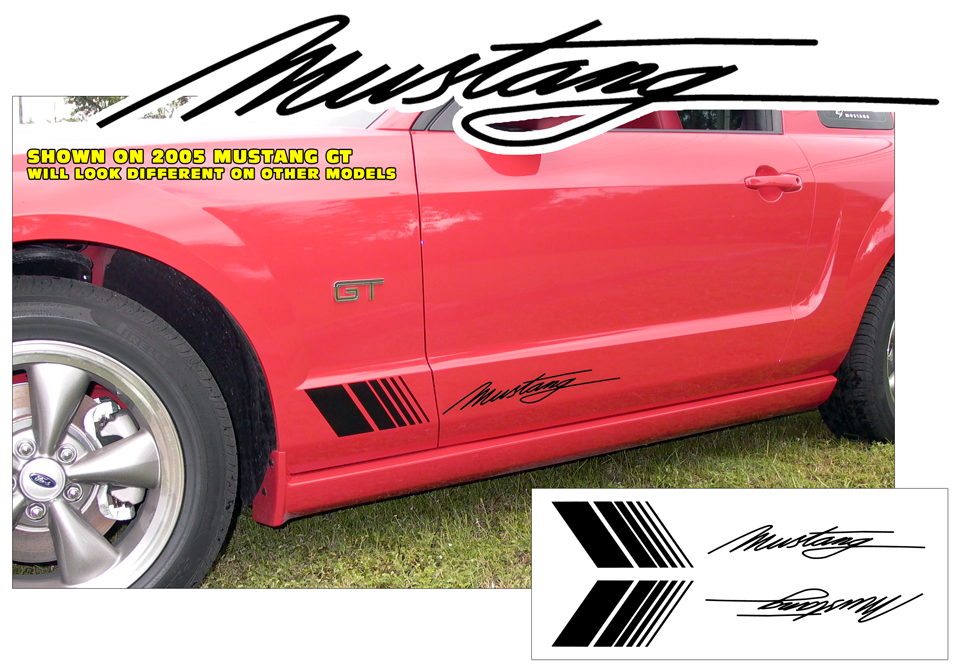 Mustang Small Fader Decal Kit - Mustang Script Name
