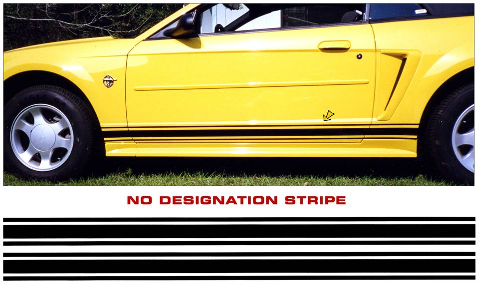 Mustang Tall Lower Rocker Side Stripes Decal - No Designation - 3.6