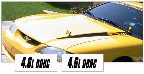 1994-98 Mustang Hood Wide Cowl Stripe and Decal Set - 4.6L DOHC Name