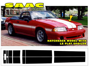 1987-93 SAAC Mustang Dual Lemans Stripe Decal - Hatchback - LX Spoiler
