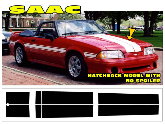 1987-93 SAAC Mustang Dual Lemans Stripe Decal - Hatchback - No Spoiler