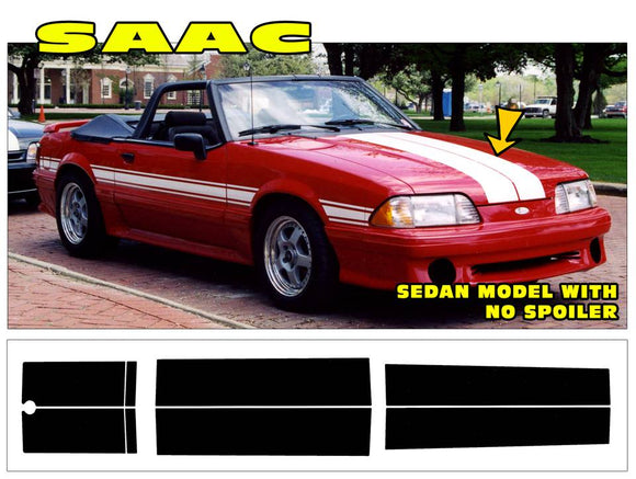 1987-93 SAAC Mustang Dual Lemans Stripe Decal - Sedan - No Spoiler