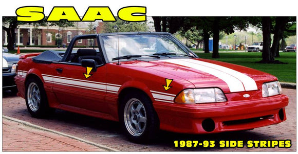 1987-93 SAAC Mustang Triple Racing Mid Body Side Stripes Decal