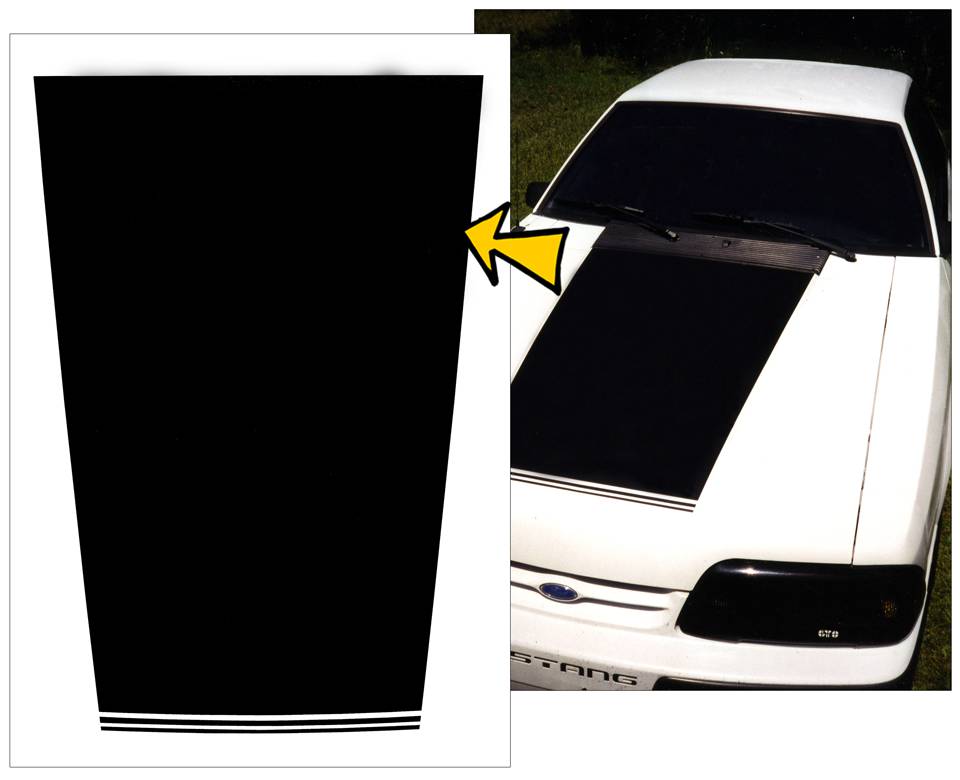 Ford Mustang GT Hood Stripe Decal - For 1985-1993 Mustang Models - 3M / Oracal Vinyl Graphic