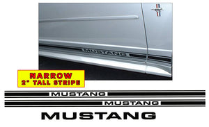 Mustang Lower Rocker Stripes Decal - Mustang Name - 2" Tall