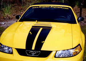 1999-03 Mustang Dual Hood Stripe Decal Kit with Fader - Flat Hood