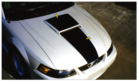 1999-04 Mustang GT Solid Hood Stripe Kit with Scoop Blackout Decal
