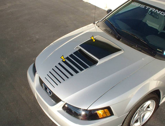 1999-04 Mustang GT - Fade Hood Stripe Kit with Scoop Blackout Decal