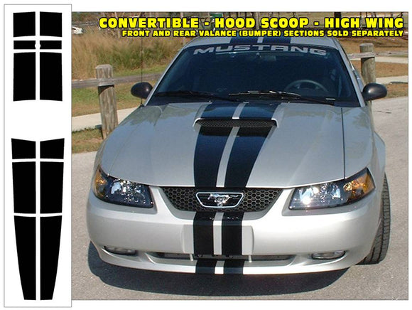 1999-04 Mustang Lemans Racing Stripes Decal - Convertible - Hood Scoop