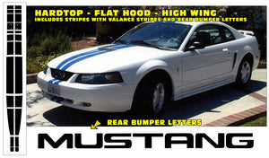1999-03 Mustang Lemans Racing Stripes Decal - V6 - Hardtop - Flat Hood - Air Dam