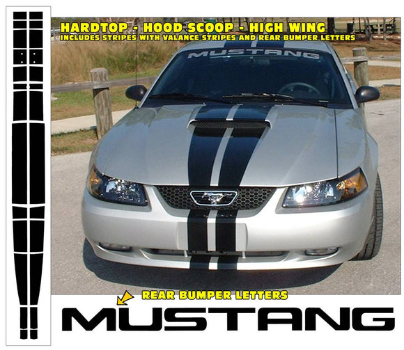1999-04 Mustang Lemans Racing Stripes Decal - GT - Hardtop - Hood Scoop
