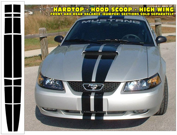 1999-04 Mustang Lemans Racing Stripes Decal - Hardtop - Hood Scoop
