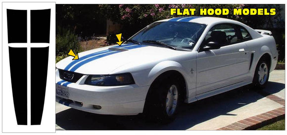 1999-03 Mustang Dual Hood Racing Stripes Decal - Flat Hood