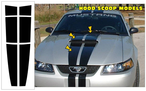 1999-04 Mustang GT Dual Hood Racing Stripes Decal - Hood Scoop Models