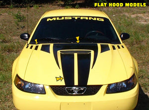1999-03 Mustang Claw Hood & Faders & Dual Hood Stripe Decal Kit - Flat Hood