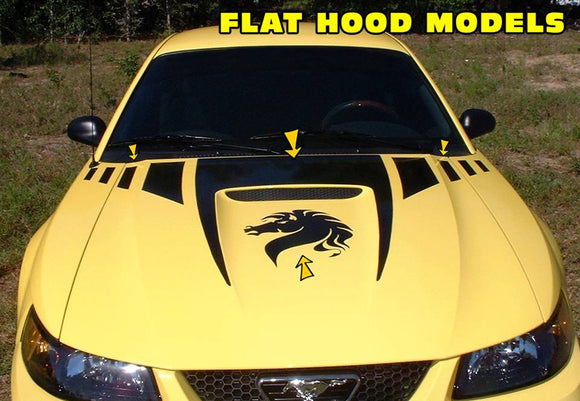 1999-03 Mustang Claw Hood & Faders & Horse Head Decal Kit - Flat Hood