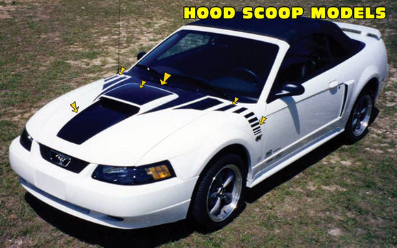 1999-04 Mustang GT Boss Claw Hood Faders Square Nose Decal - Scoop