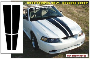 1999-02 Mustang Cobra Lemans Racing Hood Stripes Decal - Reverse Scoop