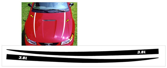 1999-04 Mustang Hood Cowl Stripes Decal - 3.8L Designation