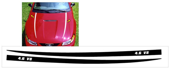 1999-04 Mustang Hood Cowl Stripes Decal - 4.6 V8 Designation