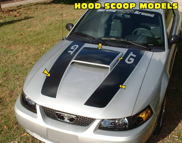 1999-04 Mustang GT Dual Hood Stripe & Scoop Blackout Decal