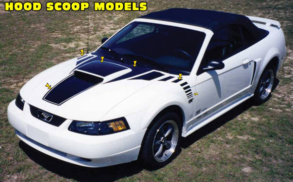 1999-04 Mustang GT Boss Style Fader Hood Decal Kit - Scoop Hood