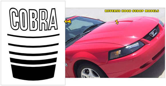 1999-02 Mustang Fader Hood Insert Decal - Cobra Name - Reverse Scoop