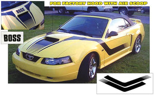 1999-04 Mustang Boss Hood Decal and No Name Side Stripes Decal - For Raised Hood Scoop Models