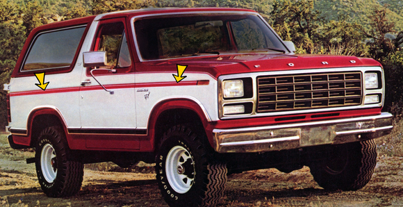 1980 Ford Bronco Upper Body Dual Line Stripe Decal Kit - One Color