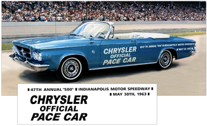 1963 CHRYSLER Pace Car Lettering Decal Kit