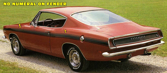 1969 Plymouth Barracuda Formula S Upper Body Stripe Decal Kit - No Numeral