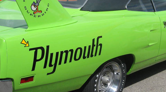 1970 Plymouth Superbird Quarter Panel Name Decal Set - 9.5