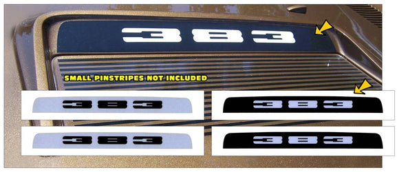 1971 Plymouth Road Runner or GTX Hood Bezel Decal  - 383 Numeral