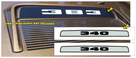 1972 Plymouth Road Runner or GTX Hood Bezel Decal  - 340 Numeral