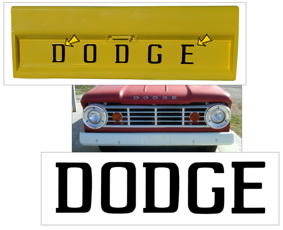 1965-71 Dodge D100 Sweptline Truck - DODGE - Tailgate Decal Letters