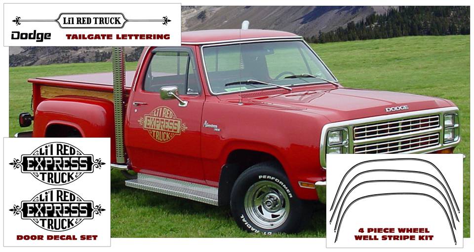 1978-79 Dodge Li'l Red Express Truck Stripe and Lettering Decal Kit