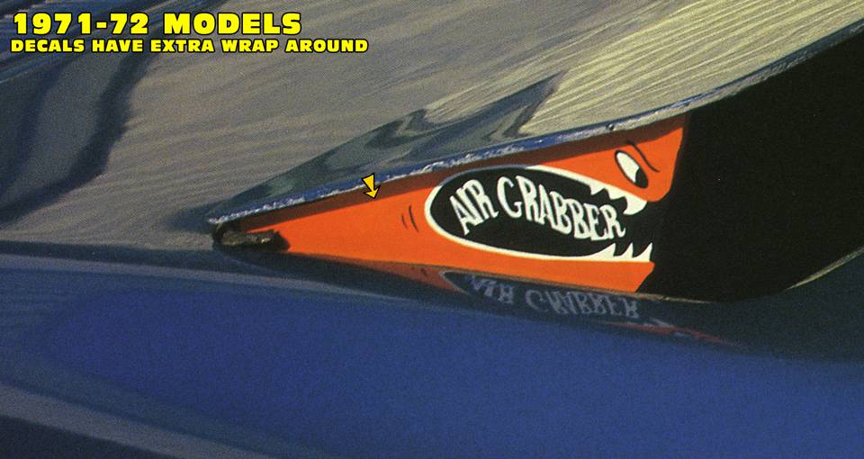 1971-72 Plymouth Road Runner or GTX Air Grabber Teeth Decals