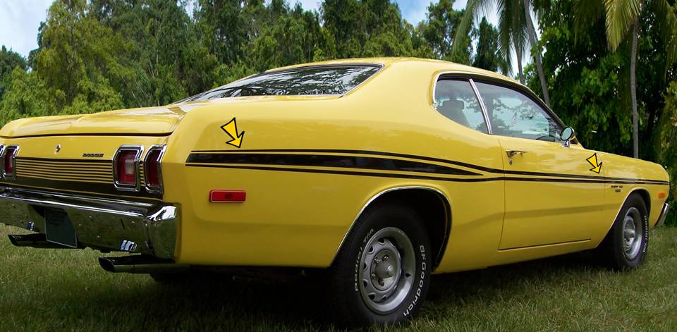 1973-74 Dodge Dart Sport Mid Body Side Stripe Decal Kit | Graphic ...