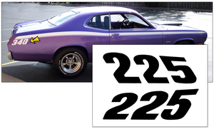 1971-74 Plymouth Duster Quarter Panel Decal Set - 225 Numeral