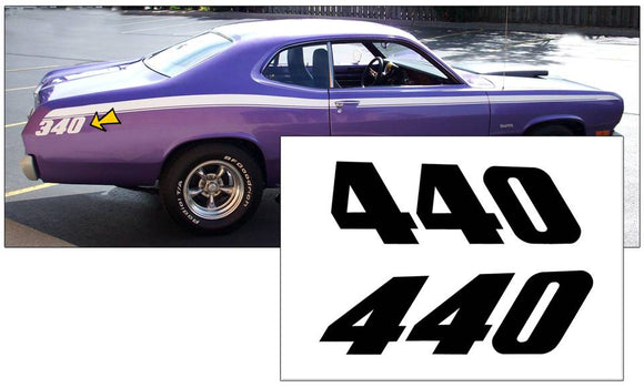 1971-74 Plymouth Duster Quarter Panel Decal Set - 440 Numeral