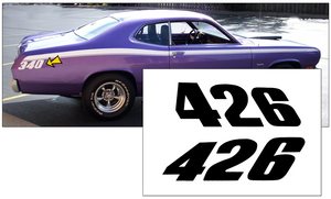1971-74 Plymouth Duster Quarter Panel Decal Set - 426 Numeral