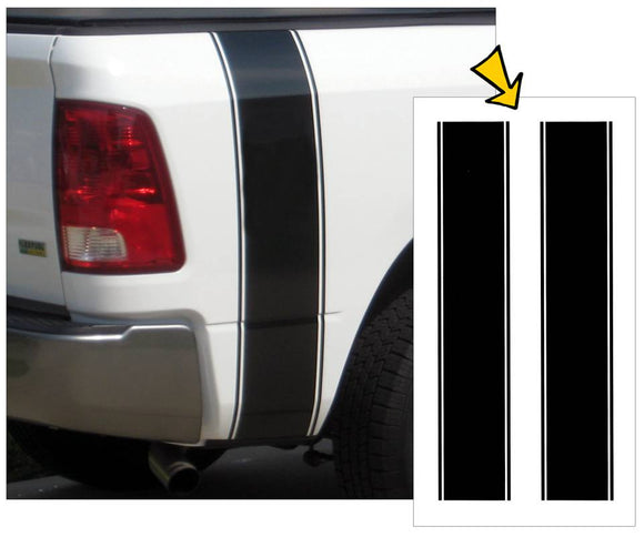 Dodge Truck Vertical Bed Stripe Decal Kit - No Name - 8.5 