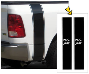 Dodge Truck Vertical Bed Stripe Decal Kit- R/T Sport Name - 8.5" x 50"