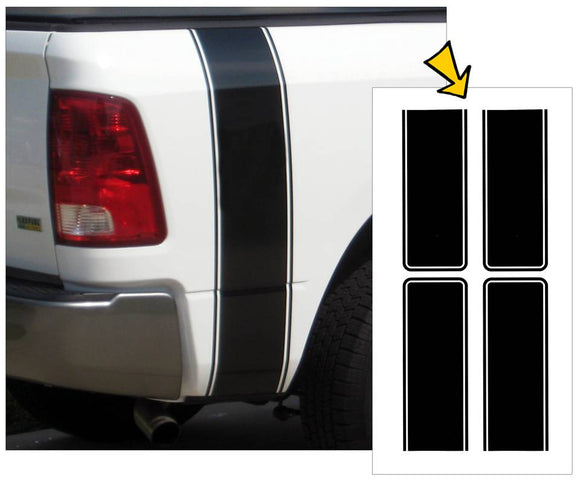 Dodge Truck Split Style Vertical Bed Stripe Decal Kit - No Name - 8.5